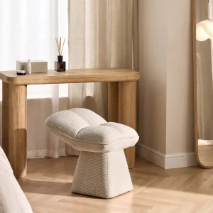 Liora Chenille-Schminktisch-Hocker – Komfort mit sanften Kurven