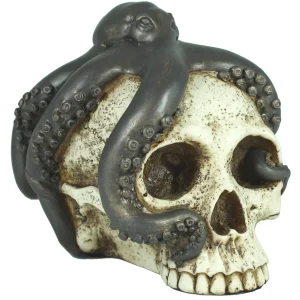 Dekofigur Totenkopf mit Tintenfisch Schädel Mystic Gothic Fantasy Wohnung Dekoration