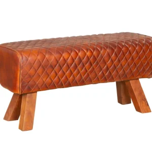 Sitzbank BHILAI Lederbank aus Massivholz Holzbank Flurbank elegant Interia Home & Living