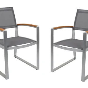 2er Set Stuhl AVA Gartenstuhl Armlehnstuhl Aluminium Nonwood Textilene Garden Pleasure
