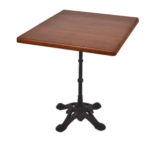 Bistrotisch CIVETTA 70x70cm Gastro-Tisch Gusseisen Holz-Optik dunkelbraun Garden Pleasure