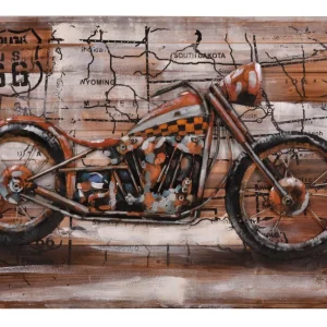 3D Metallbild Motorrad Wandbild Biker Metall-Deko 3D-Wandkunst Vintage Interia Home & Living
