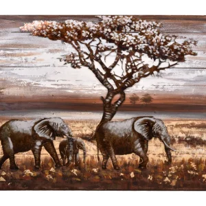 3D Metallbild Elefanten Wanddeko Tier-Wandbild 3D-Kunst bunt Interia Home & Living