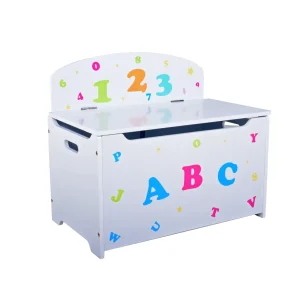 Kinder-Truhenbank ABC Spielzeugkiste Kinderbank mit Stauraum Sitztruhe weiß Deco Pleasure