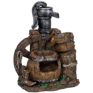 Gartenbrunnen NEREUS Zierbrunnen Brunnen Wasserspiel Holz-Optik Stein-Optik Garden Pleasure