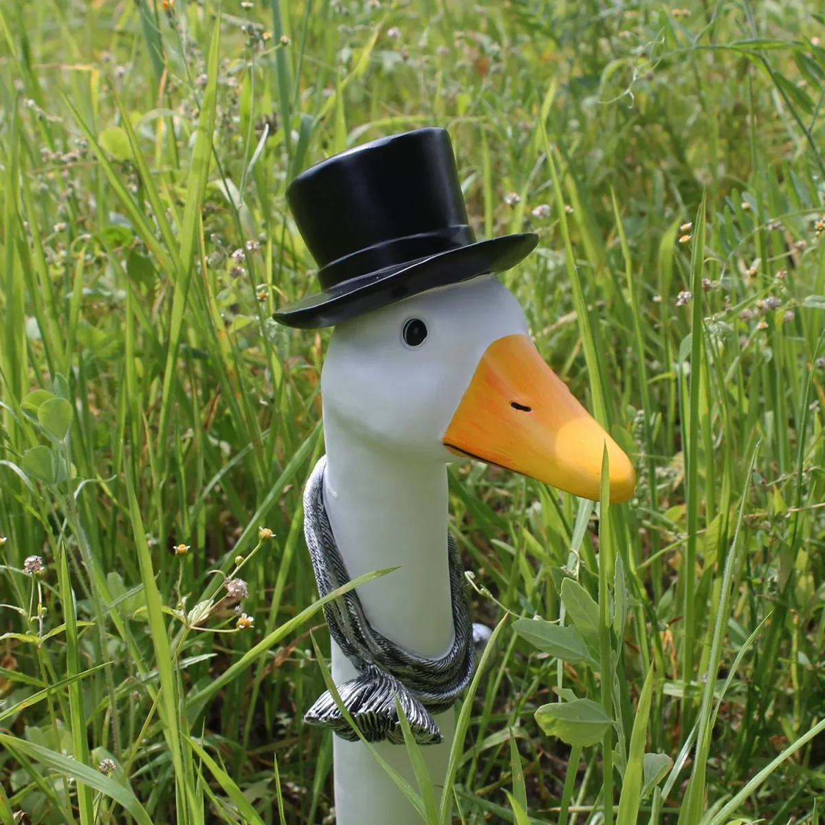 Gartenfigur Gans als Schornsteinfeger Gänsehals Gänsekopf Gartenstecker Lustige Deko Gänse für den Garten – Bild 8