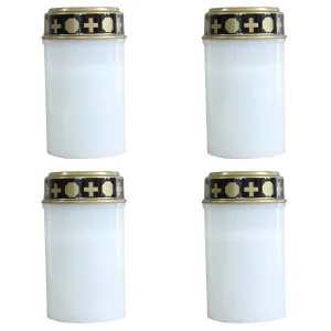Fachhandel Plus LED-Grablicht "Ewiges Licht" Grabkerze 4er Set Weiss mit Flackereffekt