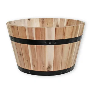 Pflanzkübel Holz rund 40 cm Holzfass Blumenkübel Blumentopf natur Akazienholz Pflanztopf