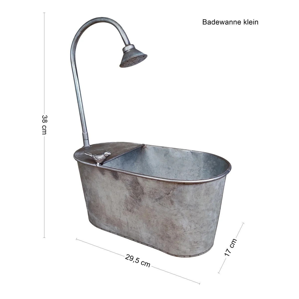 Zinkwanne Set verzinkt im Badewannen Look mit Dusch Deko Pflanzwanne Metall für Garten & Terrasse – Bild 9