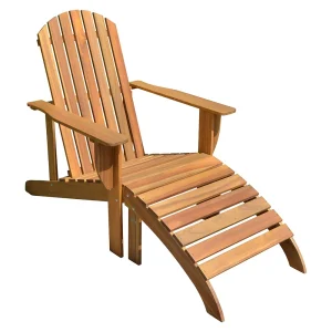 Gartenstuhl Adirondack Chair HARPER Fußteil Sitzauflage Holz Eukalyptus FSC 100%