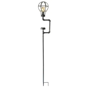 Solarlampe Garten Standleuchte Solarleuchte Stahl Industrie Design Stahlrohr Gartenlampe