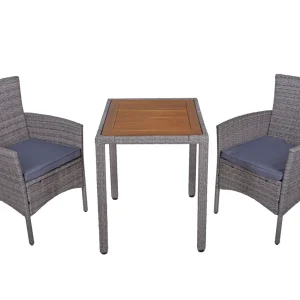 Balkonset DAKOTA 3-teilig Sitzgruppe Balkonmöbel Tisch Stühle hellgrau Garden Pleasure