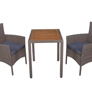 Balkonset DAKOTA 3-teilig Sitzgruppe Balkonmöbel Tisch Stühle braun Garden Pleasure