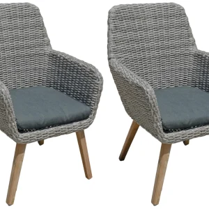 2er Set Sessel RAPALLO Loungesessel Gartensessel Polyrattan Akazie Garden Pleasure