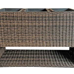 Blumenkasten MELISSA Pflanzkasten Hochbeet Polyrattan pfefferbraun mit 3 Einsätzen Garden Pleasure