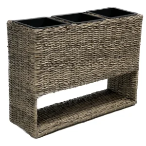 Blumenkasten MELISSA Pflanzkasten Hochbeet Polyrattan anisbraun mit 3 Einsätzen Garden Pleasure