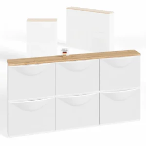 Holzplatte für 3 IKEA Trones Schuhschränke, Eiche - Deckplatte 154,1 x 15,9cm