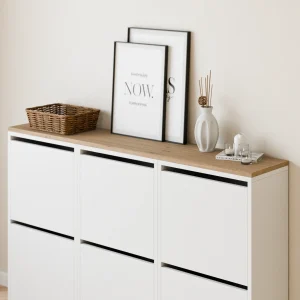Holzplatte für 3 IKEA Bissa Schuhschränke nebeneinander, 147,0 x 28,0 cm – Eiche, Abdeckplatte für Schuhregal