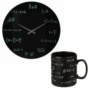 Wanduhr / XXL Tasse Mathematik 2 tlg. Set
