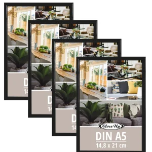 Posterrahmen 14,8 x 21 cm 4erSet DIN A5 Kunststoff schwarz