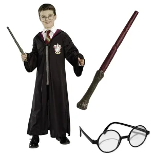 Harry Potter Kostüm für Kinder 3-tlg. bestehend aus Umhang, Brille und Zauberstab