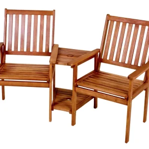 Doppelsessel mit Ablagetisch EDISON Holzsessel Holzstuhl Holz Eukalyptus FSC 100%