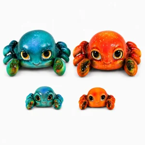GlossiBande Krabbe Figur glänzend Deko Krabbe groß oder klein in Blau und Orange