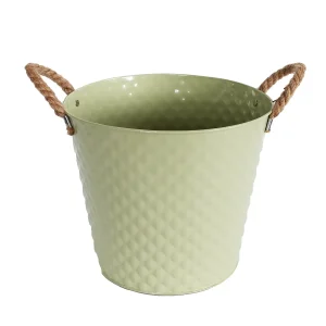 Pflanztopf Pflanzgefäß Zinktopf Diamond Grün 22cm Ø Blumentopf Metall Übertopf