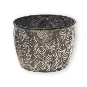 Pflanztopf Pflanzgefäß Zinktopf Ovum Pot Old Grey 30cm Rund Blumentopf Metall Übertopf