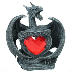 Drache Figur Fauchender Deko Drache Drachenfigur mit Herz